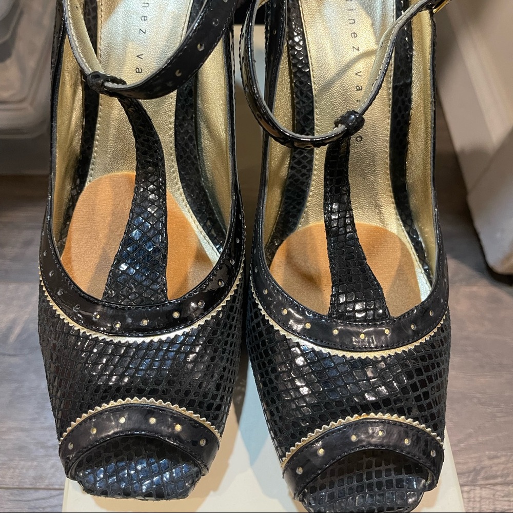 Martinez Valero peep toe strap heels